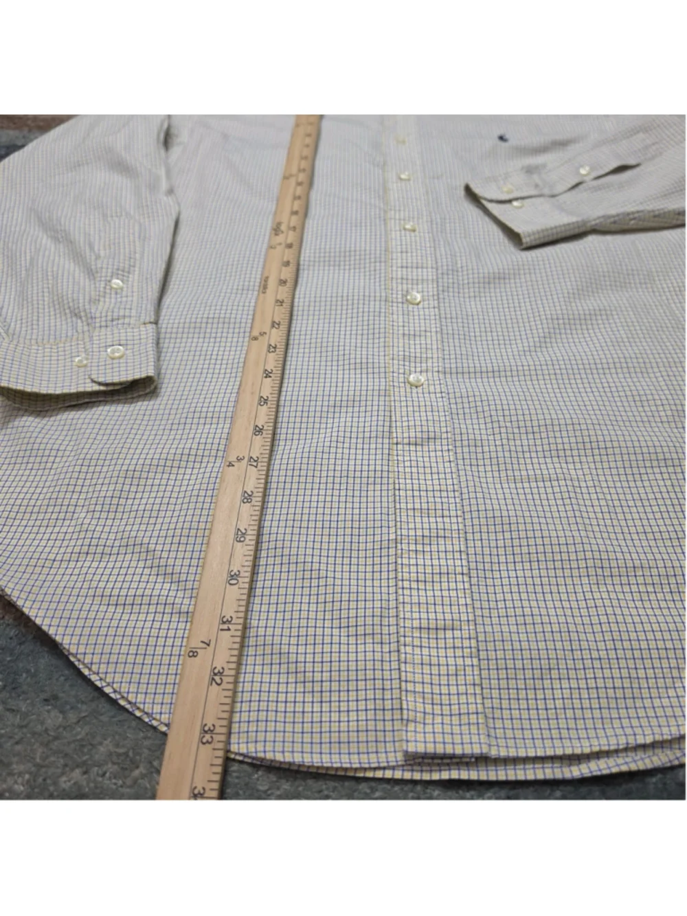 Ralph Lauren Yarmouth Shirt Mens 15.5 Blue Yellow Check Button Down Cotton